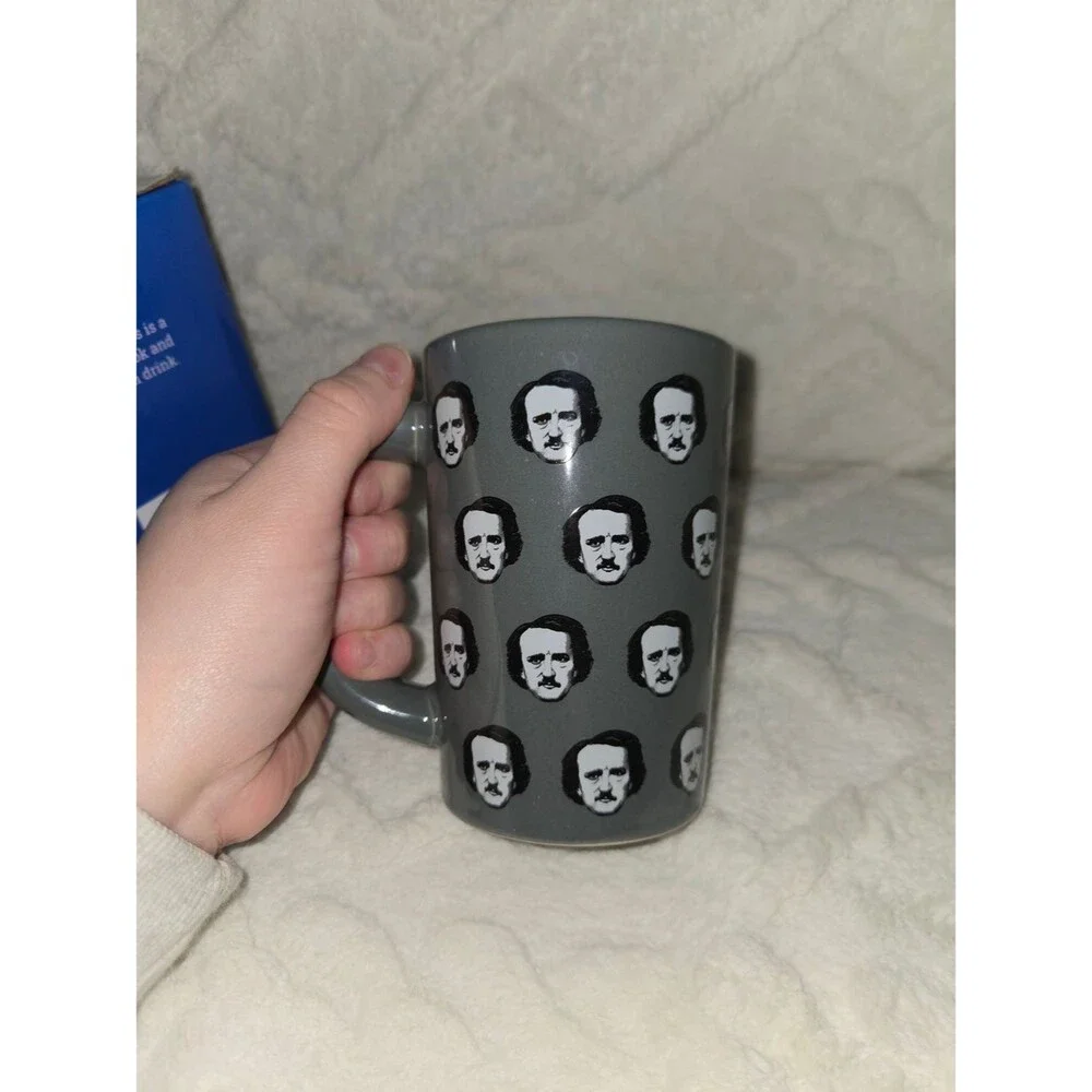 Out of Print Edgar Allan Poe-ka Dots Grey Ceramic Mug